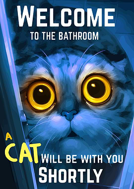 Welcome to the Bathroom Cat Art