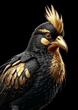 Golden Crested Bird Portrait