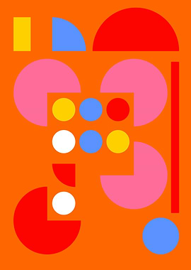 Geometric Shapes on Orange Background