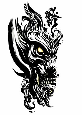 Stylized Dragon Head Illustration