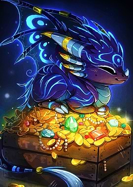 Cute Dragon on Treasure Chest