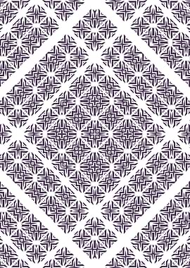 Symmetrical Rhombus Pattern in Purple and White