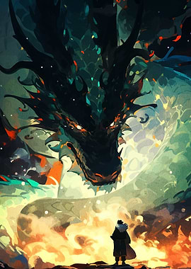 Dragon Confrontation Fantasy Art