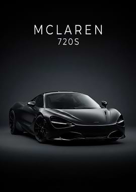 black McLaren 720S Car poster