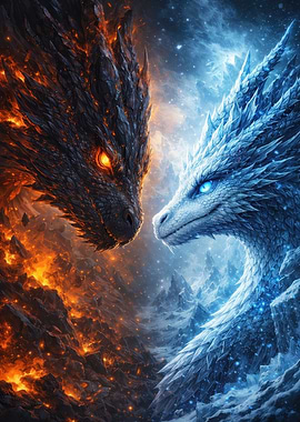 Fire and Ice Dragons Confrontation