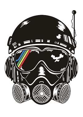 Gas Mask Helmet with Rainbow Reflection