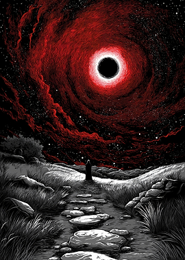 Red Nebula and Lonely Figure