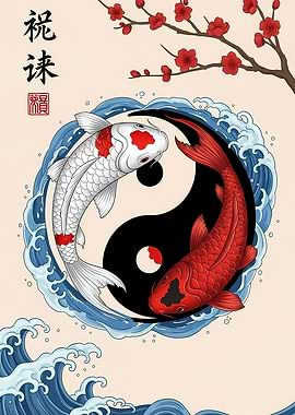 Yin Yang Koi Fish Art