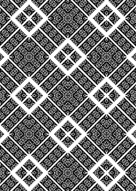 Tribal Diamond Lattice Mosaic Pattern