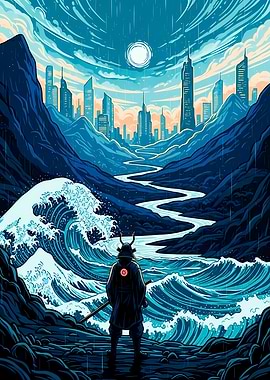 Samurai Stance by the Ocean