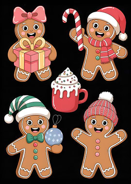 Festive Gingerbread Cartoon Characters