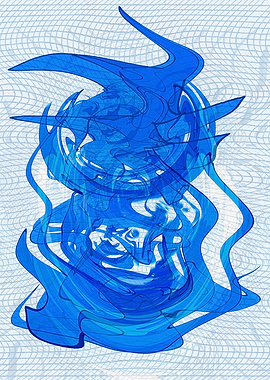 Abstract Blue Swirls on Patterned Background