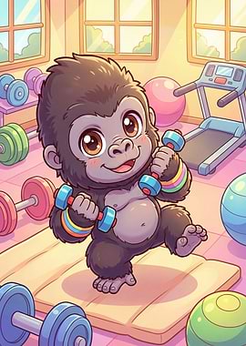 Babu Gorilla Working Out with Dumbbells