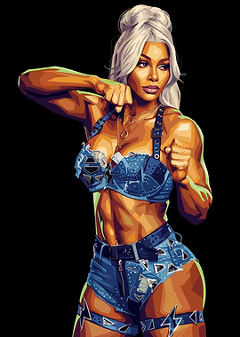 Jade Cargil Digital Art in Denim Outfit
