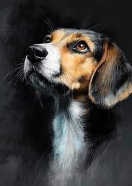 Dog Portrait Looking Upward