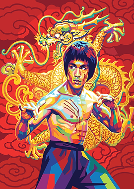 Bruce Lee and Dragon Pop Art