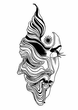 Abstract Face with Flowing Lines