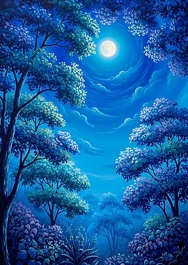 Blue Moonlight Forest