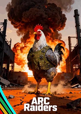Armored Chicken in Post-Apocalyptic Landscape