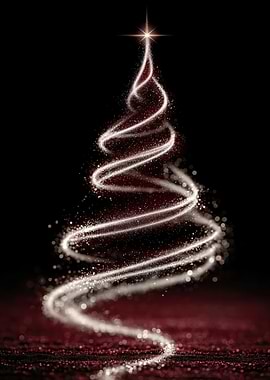 Sparkling Christmas Tree on Black Background