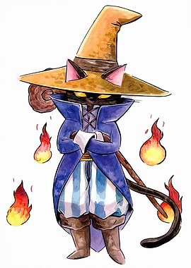 Cat Wizard with Flames