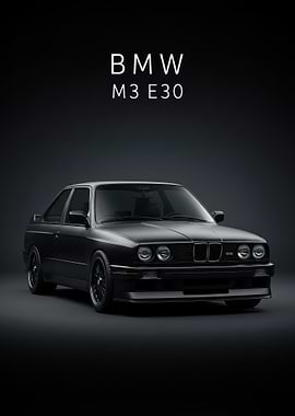 black BMW M3 E30 poster