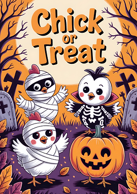 Chick or Treat Halloween Cartoon
