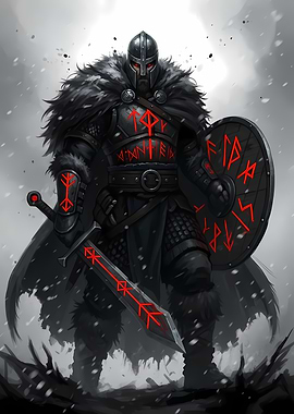 Viking Warrior in Winter Landscape