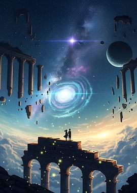 Couple Gazing at Cosmic Sky