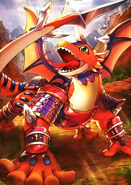 Armored Orange Dragon Illustration