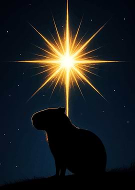 Capybara under a Starry Night