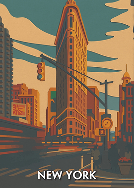 New York City Flatiron Building Illustration