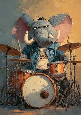 Elephant Drummer with Attitude
