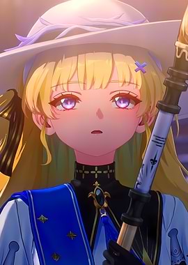 Anime Girl with Staff and Hat