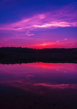 Purple Sunset Reflection on Water