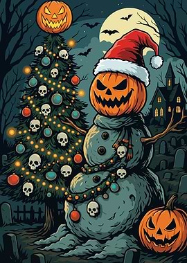 Halloween Christmas Spooky Holiday Scene