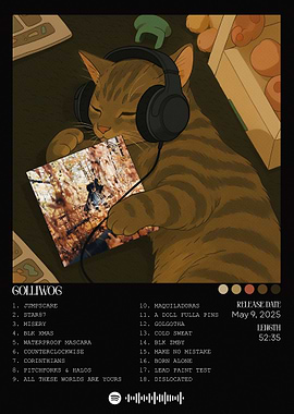 Cat with Headphones Album Cover Art
