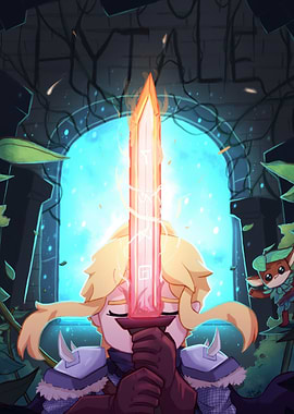 Hero with Glowing Sword and Companion