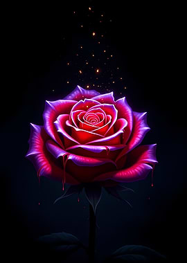 Glowing Rose with Dripping Petals