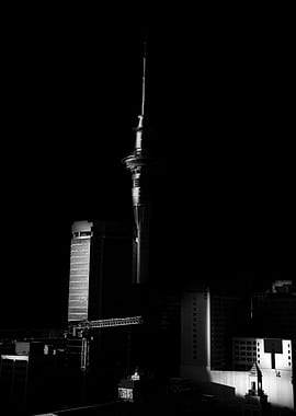 Auckland Sky Tower Black and White