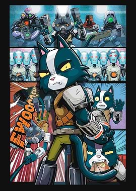 Space Cats Comic Book Panel