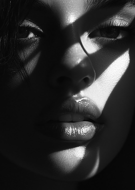 Monochrome Portrait with Dramatic Lighting