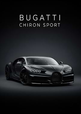 black on black Bugatti Chiron Sport poster