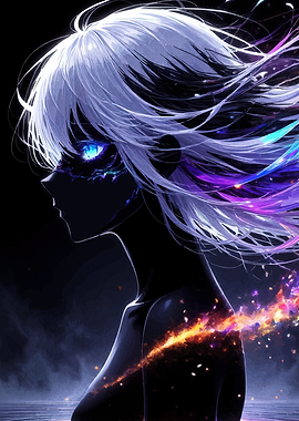 Anime Girl Profile with Magical Hair