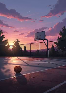 Basketball Court at Sunset