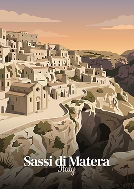 Sassi di Matera, Italy Travel Poster