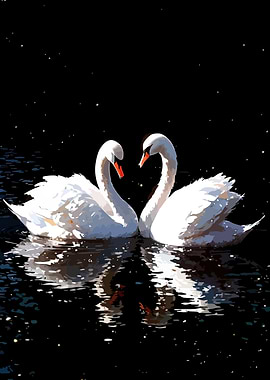 Two Swans in Love