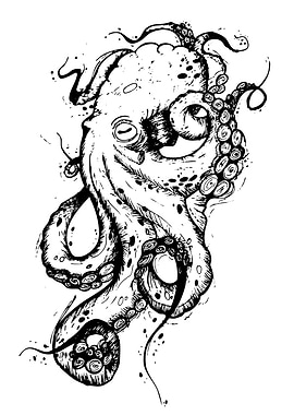 Monochrome Octopus Illustration