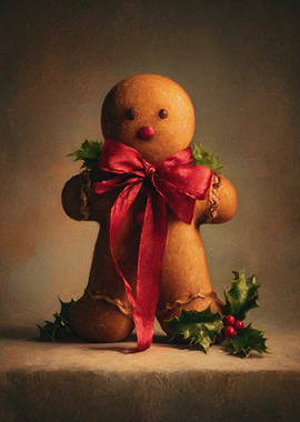 Gingerbread Man with Red Ribbon