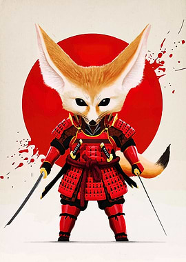 Fennec Fox Samurai Warrior Illustration